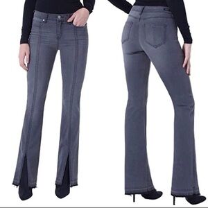 Liverpool The Bootcut Front Slit Black Fade Raw Hem Jeans